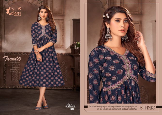 Shivani By Kinti Printed Embroidery Kurtis Wholesale Price In Surat
